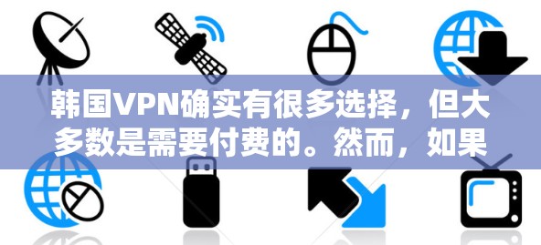韩国VPN确实有很多选择，但大多数是需要付费的。然而，如果你需要免费的VPN服务，以下是一些可能的选项
